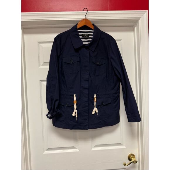 Talbots Navy Nautical Boat Utility Jacket sz 18W EUC - Picture 1 of 8